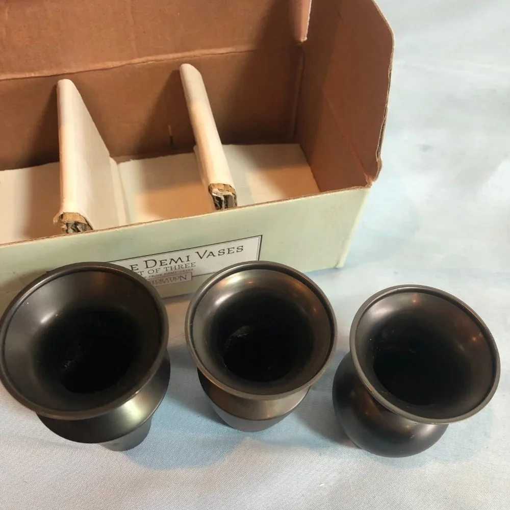 Restoration Hardware Jerome Demi Bud Vases Bronze Set #F26